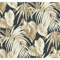 Seabrook Designs Dominica Black & Metallic Gold Wallpaper black