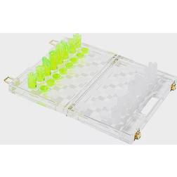 Sunnylife Limited Edition Mini Lucite Chess & Checkers White/Lime Green