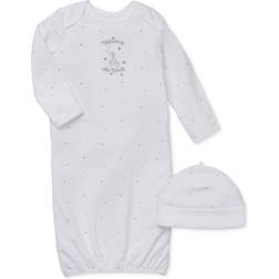 Little Me Welcome To The World Sleeper Gown & Hat - White