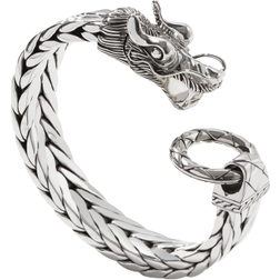 John Hardy Men's Naga Silver Dragon Head Bracelet on Fishtail Chain