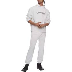 Calvin Klein Men's Relaxed Fit Standard Logo Terry Hoodie - Brilliant White