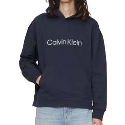 Calvin Klein Men's Relaxed Fit Standard Logo Terry Hoodie - Dark Sapphire