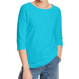 Hanes Women's Stretch Cotton Raglan Sleeve Tee - Flying Turquoise