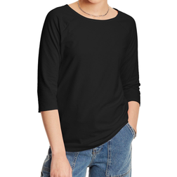 Hanes Women's Stretch Cotton Raglan Sleeve Tee - Black