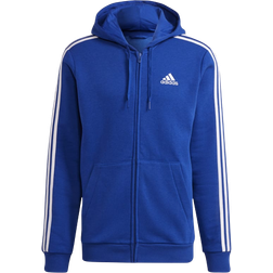 Adidas Essentials Fleece 3 Stripes Full Zip Hoodie Men - Royal Blue/White