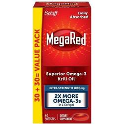 MegaRed 1000mg Ultra Strength Omega-3 Krill Oil, 60 Softgels