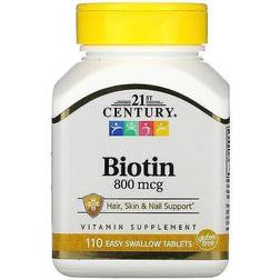 21st Century Maximum Strength Biotin Tablets, 800 mcg, 110 Count