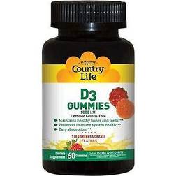 Country Life D3 Gummies Strawberry & Orange 1000 IU 60 Gummies