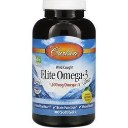 Carlson Wild Caught Elite Omega 3 Gems Natural Lemon Flavor 1,600 MG (180 Softgels)