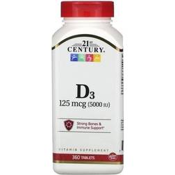 21st Century Vitamin D3 125 mcg (5 000 IU) 360 Tablets