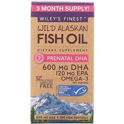 Wiley's Finest Wild Alaskan Fish Oil Prenatal DHA 600 mg 180 Softgels