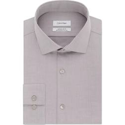 Calvin Klein Steel Extra Slim Fit Non Iron Performance Herringbone Dress Shirt - Smoke