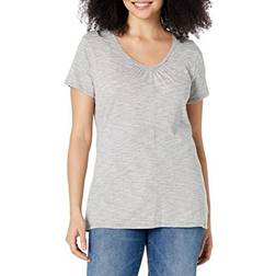 Hanes Women's Slub Jersey Shirred V-Neck Tee - Dada Grey Heather