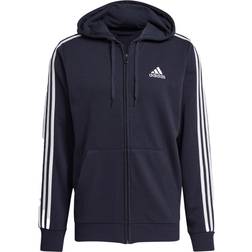 adidas Essentials French Terry 3-Stripes Full-Zip Hoodie - Legend Ink/White