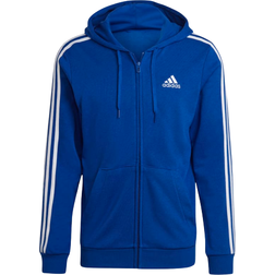 Adidas Essentials French Terry 3-Stripes Full Zip Hoodie - Royal Blue/White