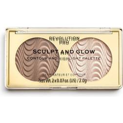 Makeup Revolution Revolution Pro Sculpt og Glow Duo Contour samt Highlight Palette Desert Sky-Multifarvet