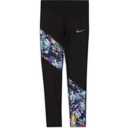 Nike Dri-Fit One Leggings Kids - Black/Multi-Colour/Metallic Gold