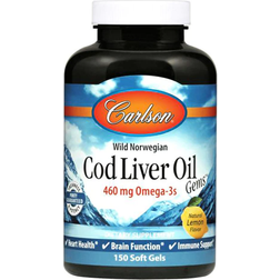 Carlson Cod Liver Oil, Lightly Lemon, 150 Soft Gels