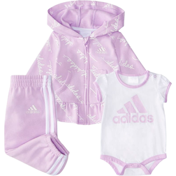 Adidas Three Piece Print Fleece Jacket Set - Clear Lilac (EY5008)