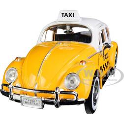 Motormax 1966 Volkswagen Beetle "Taxi" Yellow with White Top 1/24 Diecast Model Car