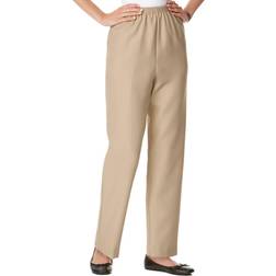 Alfred Dunner Petite Classics Pull-On Straight-Leg Pants - Tan