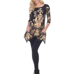 White Mark Women's Yanette Tunic Top - Black/Brown