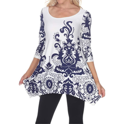 White Mark Women's Yanette Tunic Top - White/Navy