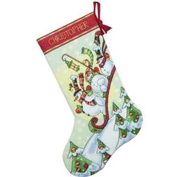 Dimensions Dimensions "Sledding Snowmen" Stocking Counted Cross Stitch Kit, 16"L