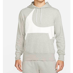 Nike Sportswear Swoosh Semi-Brushed Back Pullover Hoodie - Dark Grey Heather/White