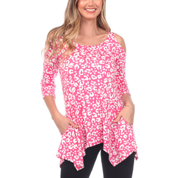 White Mark Leopard Print Cold-Shoulder Tunic - Pink