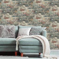 RoomMates Brick Alley Peel & Stick Wallpaper Red