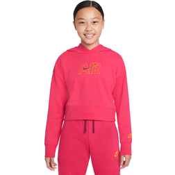 Nike Older Kid's French Terry Crop Hoodie - Rush Pink/Sangria/Dark Sulphur (DM8372-666)