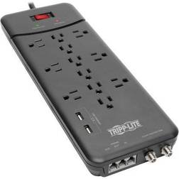 Tripp Lite Protect It! TLP128TTUSBB 12-Outlet Surge Suppressor/Protector Black