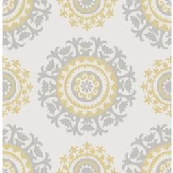 Nuwallpaper NuWallpaper Grey and Yellow Suzani Peel & Stick Wallpaper