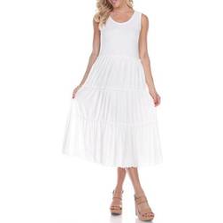 White Mark Women's Tiered Midi Dress - White