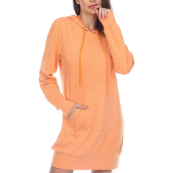 White Mark Women's Hooded Sweatshirt Dress - Orange