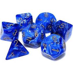Chessex Vortex Blue/Gold Polydice (7)