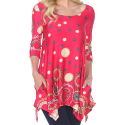 White Mark Women's Rella Tunic Top - Fuchsia Dots