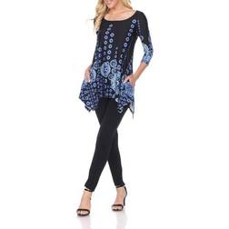 White Mark Women's Rella Tunic Top - Black Bubbles