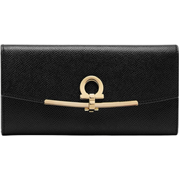 Ferragamo Gancini Leren Portemonnee - Zwart