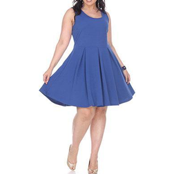 White Mark Women's Pleated Fit & Flare Dress Plus Size - Royal