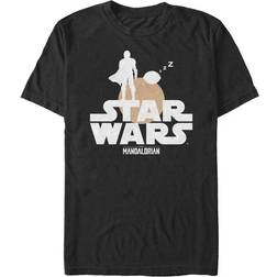 Fifth Sun Star Wars The Mandalorian Bounty Hunter and The Child Silhouette T-shirt - Black