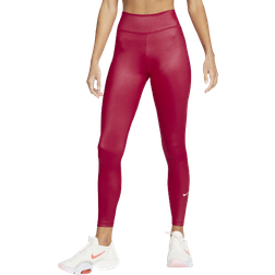 Nike Dri-FIT One Mid-Rise Shine Leggings Women - Mystic Hibiscus/White