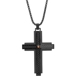 Lynx Cross Pendant Necklace - Black/Rose Gold