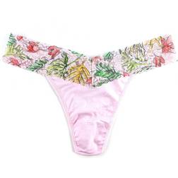 Hanky Panky Supima Cotton Original Rise Thong - Island Pink/Lovely Leaves