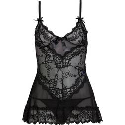 OH LÀ LÀ CHÉRI Valentine Soft Cup Babydoll Chemise & G-String Thong - Black