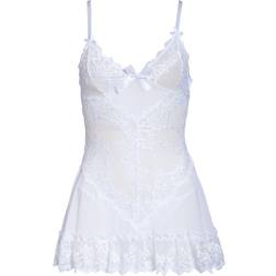 OH LÀ LÀ CHÉRI Valentine Soft Cup Babydoll Chemise & G-String Thong - White