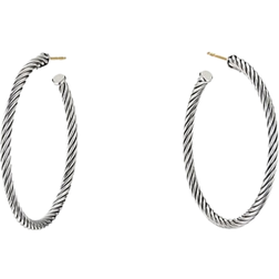 David Yurman Medium Cable Hoop Earrings - Silver