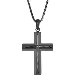 Lynx Two Tone Cross Pendant Necklace - Black/Transparent