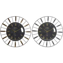 Dkd Home Decor Wall Clock Crystal Silver Golden Iron (2 pcs) (70 x 7 x 70 cm) Wall Clock